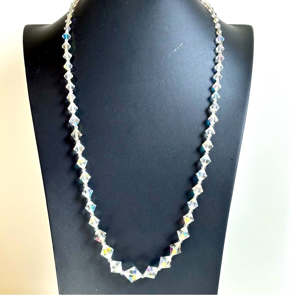 Vintage graduated clear AB crystal faceted diamond shape